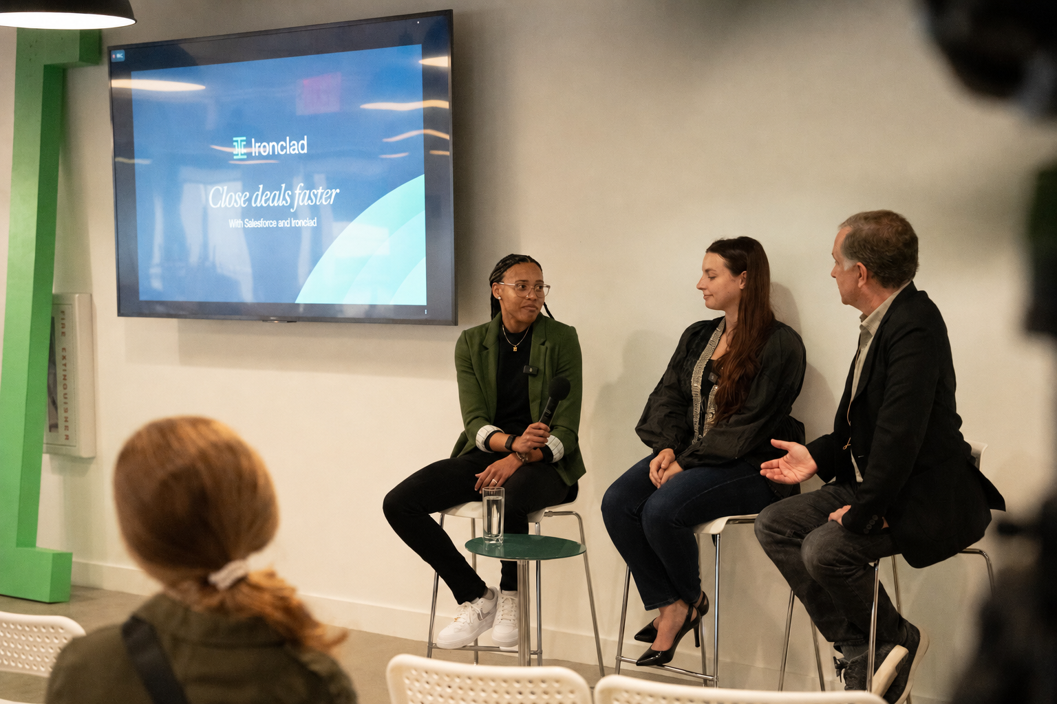 Nicole Greer speaking on an Ironclad panel about closing deals faster with Salesforce